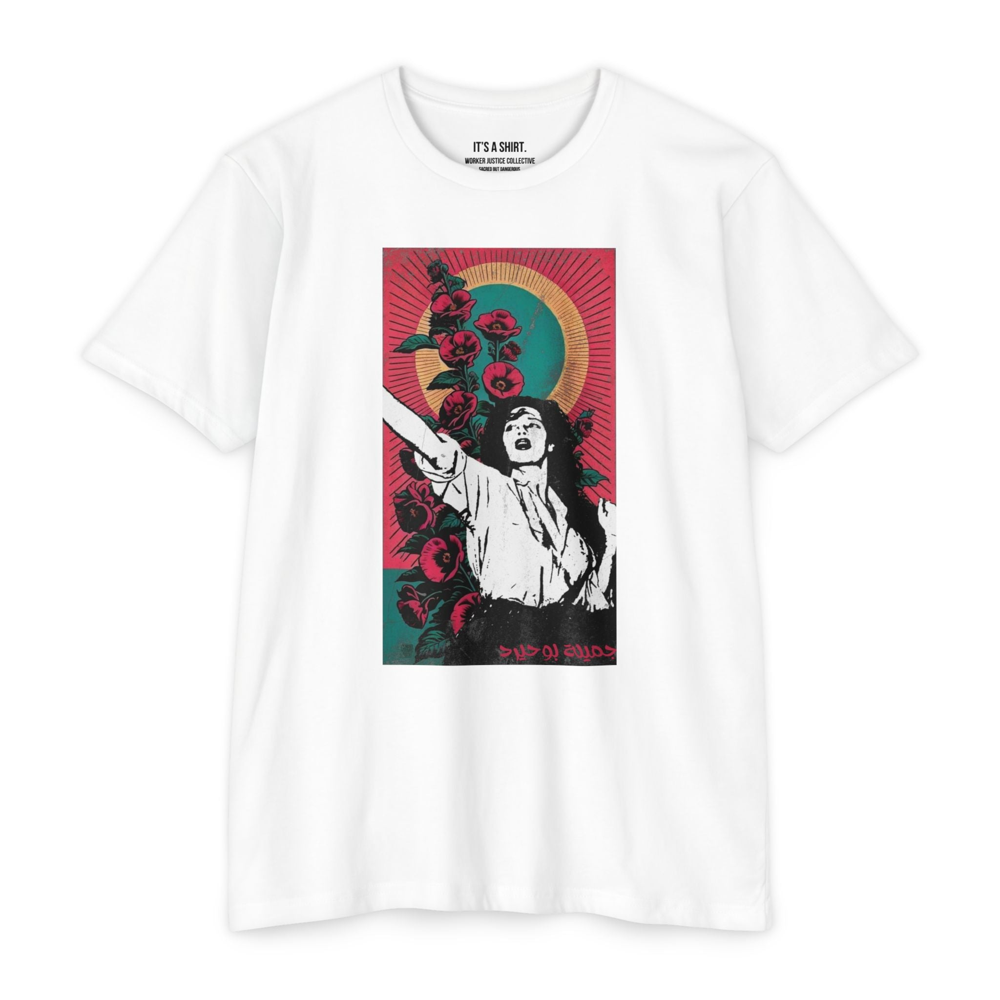 Vibrant Protest Art T-Shirt – Djamila Bouhired