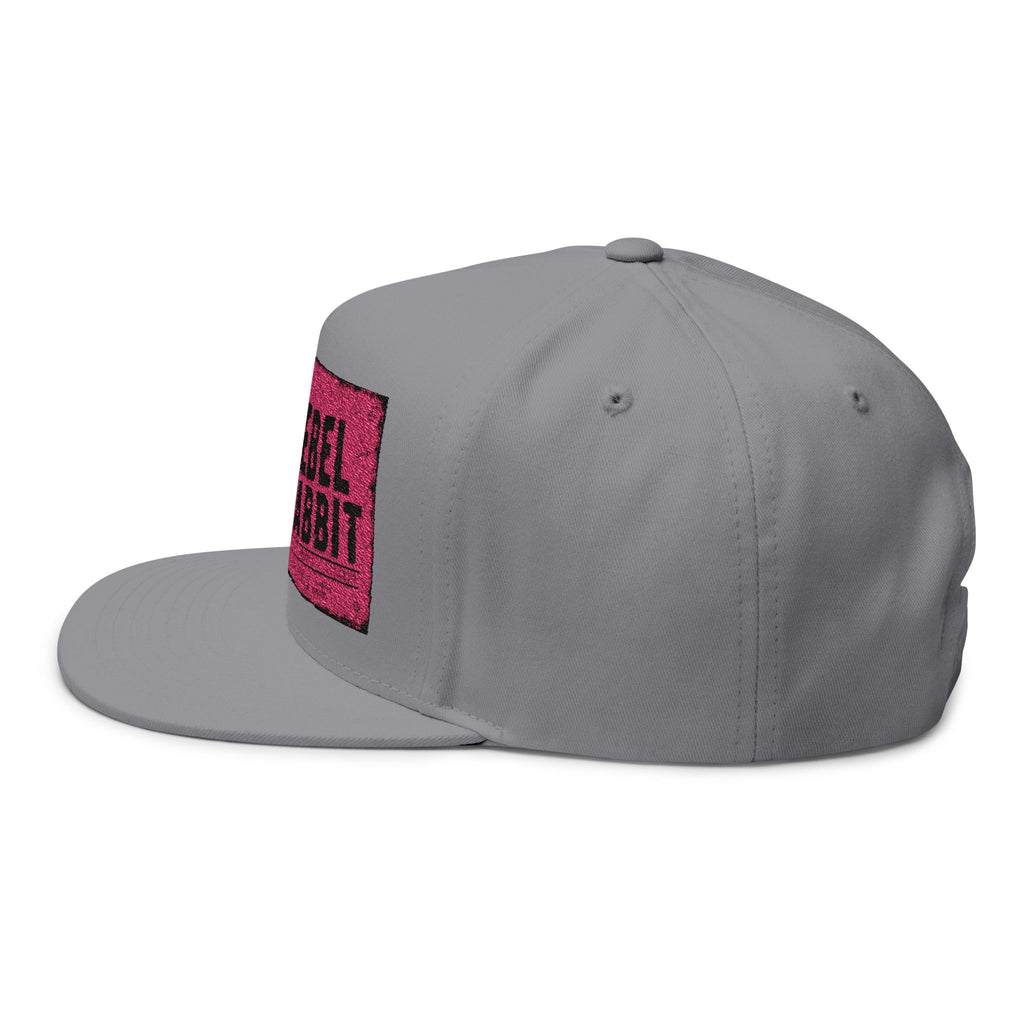 Rebel Rabbit Flat Bill Cap — Embroidered Pink Logo Snapback