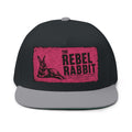 Rebel Rabbit Flat Bill Cap — Embroidered Pink Logo Snapback